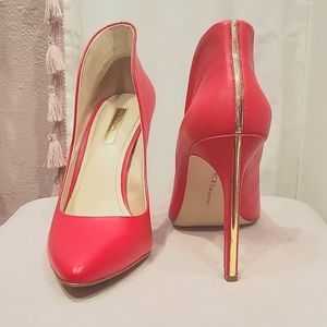 BCBGeneration Red Leather Scalloped High Heel Shoes